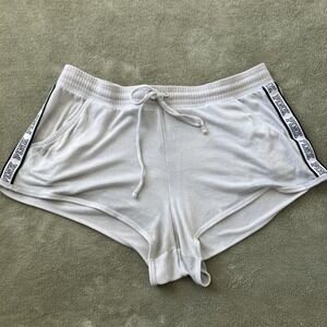 VTG Victorias Secret PINK Varsity Camo Booty Shorts Logo White Medium 2000's Y2K